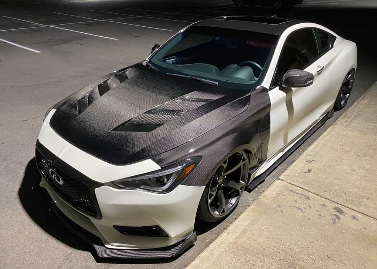 Infiniti Q60 CV37 17 Vader Type Carbon Fiber Hood