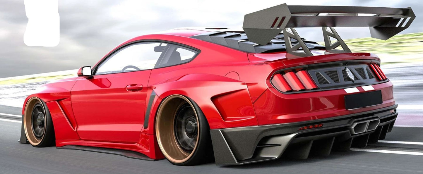 Mustang 15-20 M1 Wide Body Kit with Robot Front Bumper Cover, Rear Wing, diffuser