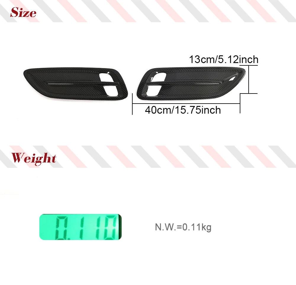 Dry Carbon Fiber Hood Vents Insert Cover Trims for Kia Stinger 2018-2023