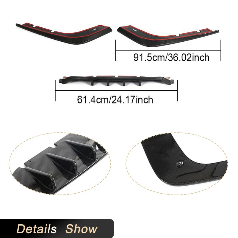 KIA Stinger GT EX Hatchback 4-Door 2018-2022 Carbon fiber Rear Diffuser