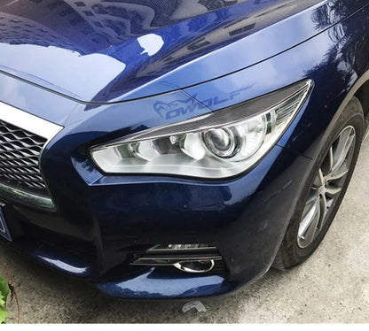 Carbon fiber front lamp eyelids For Infiniti Q50 sedan 3.7L 3.5L 2014 - 2017