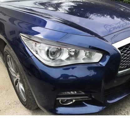 Carbon fiber front lamp eyelids For Infiniti Q50 sedan 3.7L 3.5L 2014 - 2017