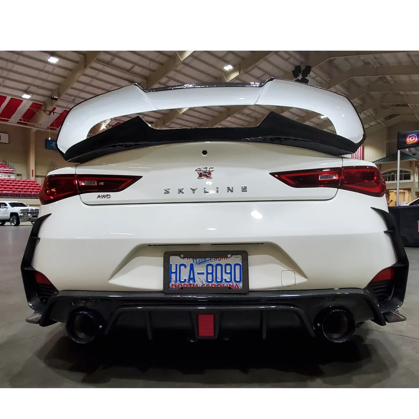 Infiniti Q60 Honeycomb Carbon fiber rear diffuser and wing splatter gu ...