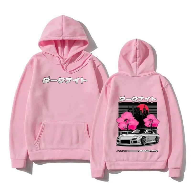 Autumn and Winter Men's Hooded Sweatshirt RX7 Car Print Sweatshirt Casual Fashion Warm Top Street Comfort Hip Hop Clothing