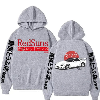 Anime Initial D Hoodies Mazda RX7 Printed Hoodie Men Women JDM Automobile Culture Hoodies Cotton Fashion Sweatshirt Streetwear
