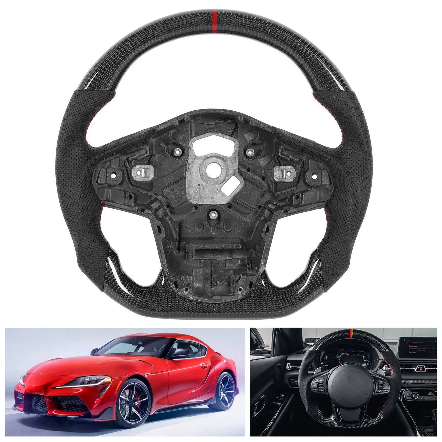 Carbon Fiber Steering Wheel Nappa Perforated Leather GR Supra A90 2020+ Carbon Fiber Steering Wheel Nappa Perforated Leather .