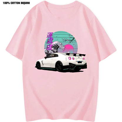JDM Initial D T Shirt for R35 Skyline GTR Vaporwave JDM Legend 100% Cotton Graphic T Shirts