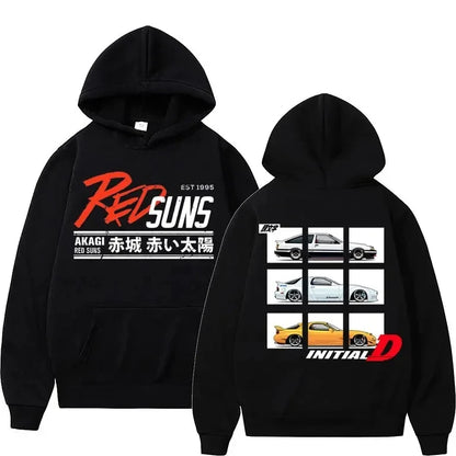 Anime Initial D Hoodies Mazda RX7 Printed Hoodie Men Women JDM Automobile Culture Hoodies Cotton Fashion Sweatshirt Streetwear