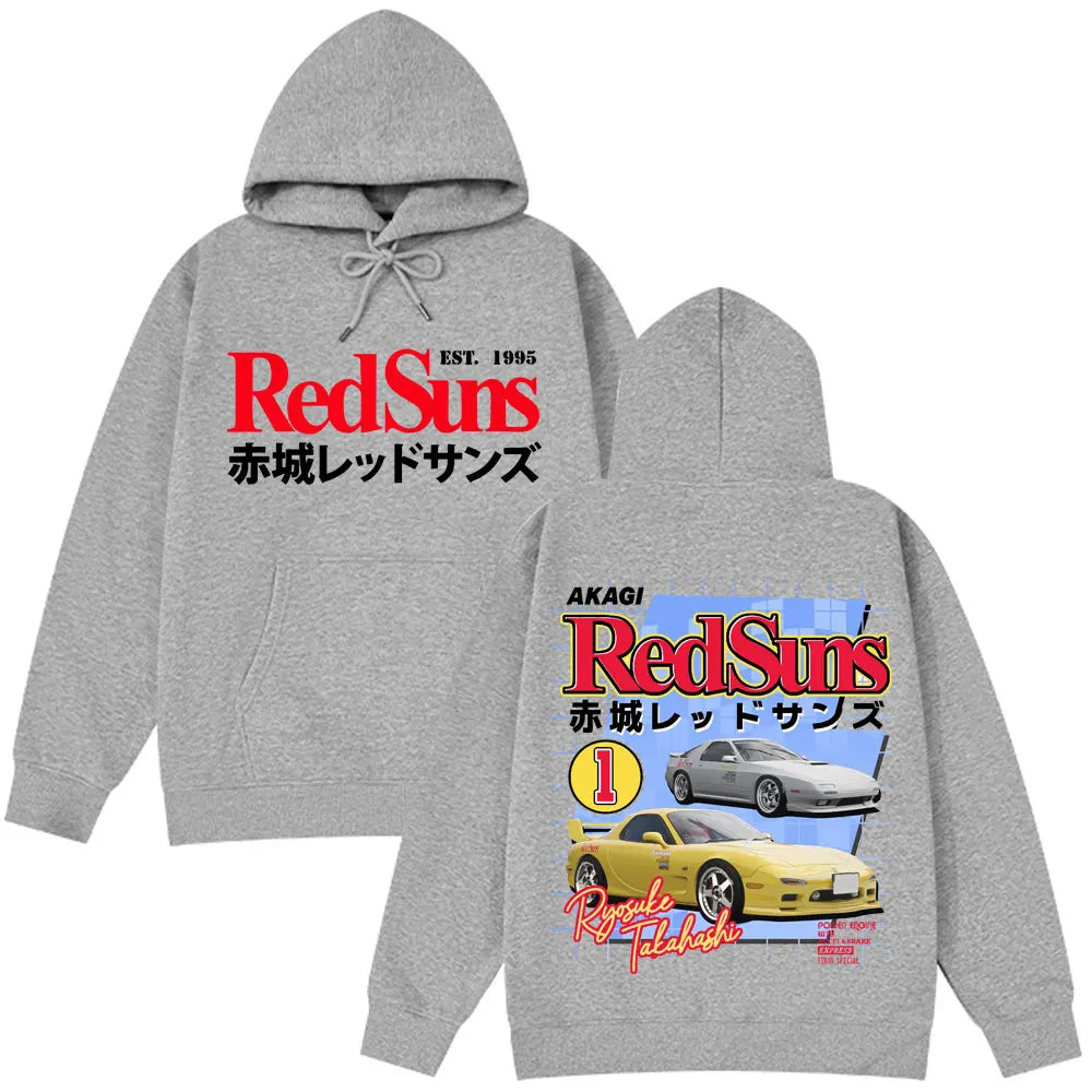 Anime Initial D AE86 Drift Akagi RedSuns Hot Sale Hoodie Takumi Fujiwara R34 Skyline GTR JDM Race Car Man Streetwear Pullover