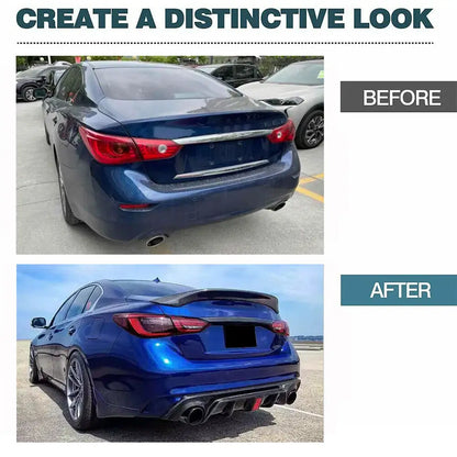 Infiniti Q50 Sedan 2014 - 2017 Carbon Fiber Rear Diffuser With LED