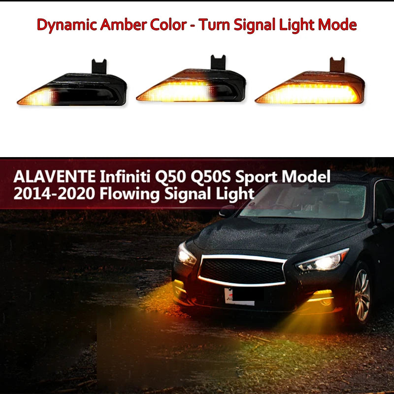 Infiniti Q50 Sequential Amber Turn Signal with white LED Daytime Running Light (FREE SHIPPING)
