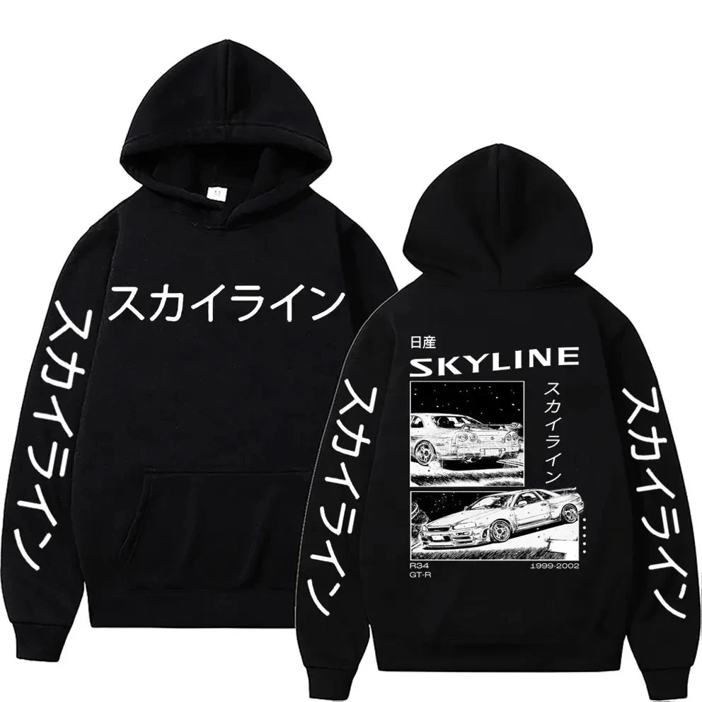 Anime Initial D Hoodies Mazda RX7 Printed Hoodie Men Women JDM Automobile Culture Hoodies Cotton Fashion Sweatshirt Streetwear