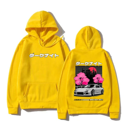 Autumn and Winter Men's Hooded Sweatshirt RX7 Car Print Sweatshirt Casual Fashion Warm Top Street Comfort Hip Hop Clothing