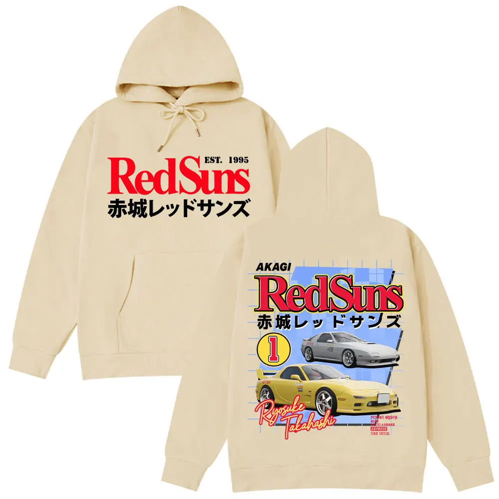 Anime Initial D AE86 Drift Akagi RedSuns Hot Sale Hoodie Takumi Fujiwara R34 Skyline GTR JDM Race Car Man Streetwear Pullover