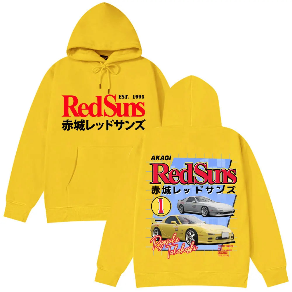 Anime Initial D AE86 Drift Akagi RedSuns Hot Sale Hoodie Takumi Fujiwara R34 Skyline GTR JDM Race Car Man Streetwear Pullover