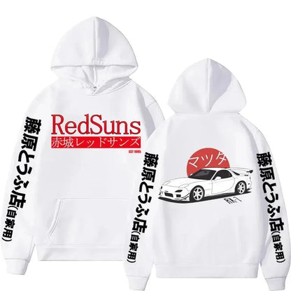 Anime Initial D Hoodies Mazda RX7 Printed Hoodie Men Women JDM Automobile Culture Hoodies Cotton Fashion Sweatshirt Streetwear