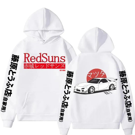 Anime Initial D Hoodies Mazda RX7 Printed Hoodie Men Women JDM Automobile Culture Hoodies Cotton Fashion Sweatshirt Streetwear