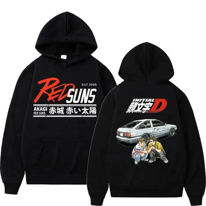 Anime Initial D Hoodies Mazda RX7 Printed Hoodie Men Women JDM Automobile Culture Hoodies Cotton Fashion Sweatshirt Streetwear