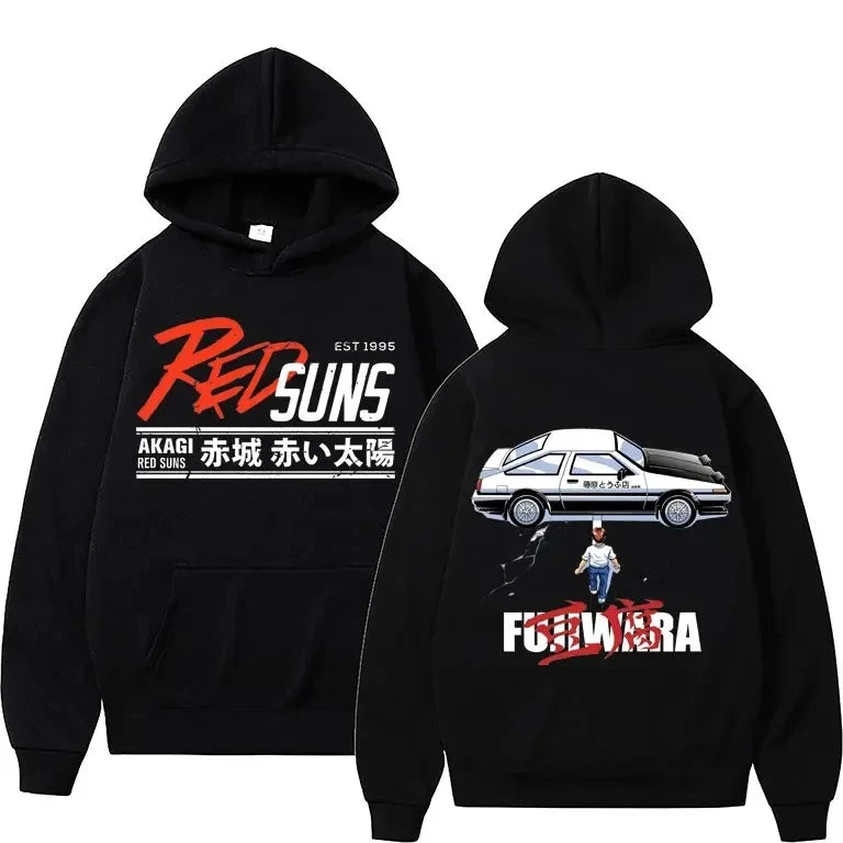 Anime Initial D Hoodies Mazda RX7 Printed Hoodie Men Women JDM Automobile Culture Hoodies Cotton Fashion Sweatshirt Streetwear