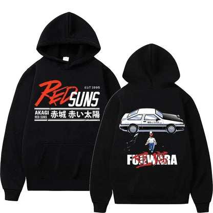 Anime Initial D Hoodies Mazda RX7 Printed Hoodie Men Women JDM Automobile Culture Hoodies Cotton Fashion Sweatshirt Streetwear